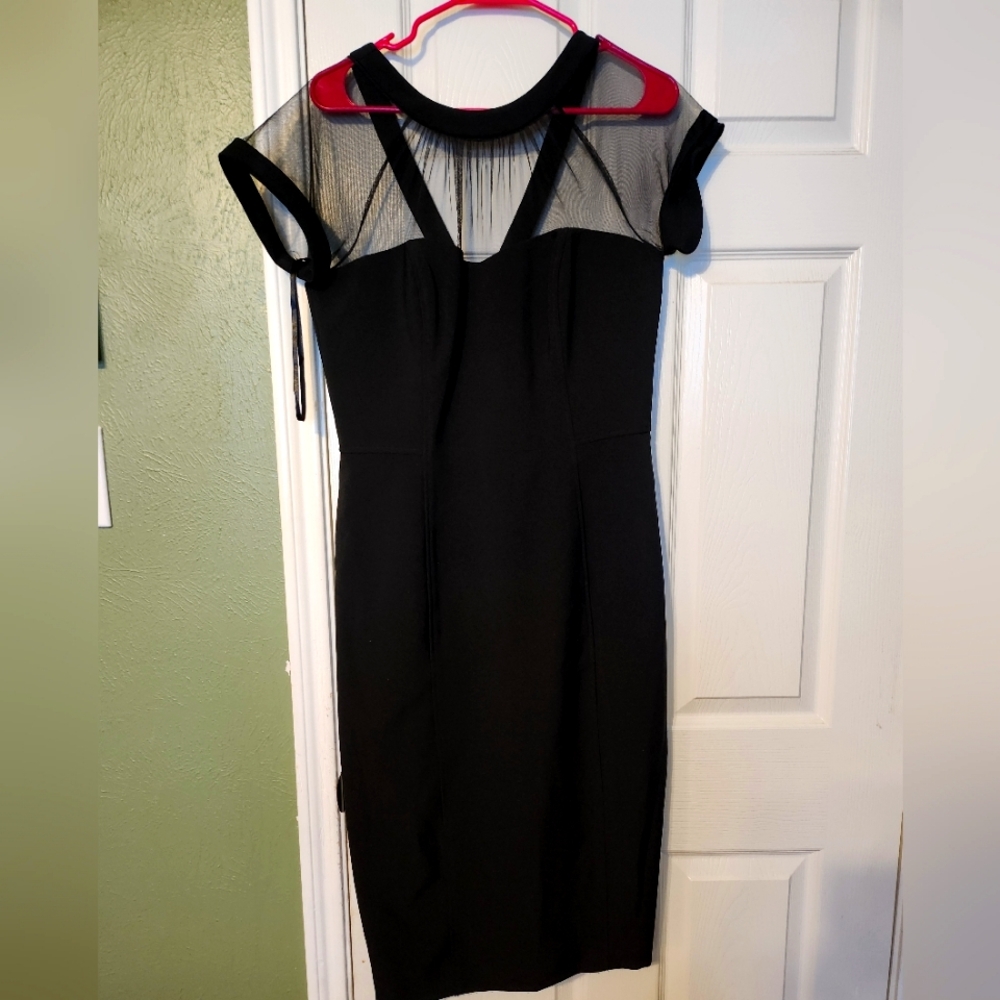 Maggy London Illusion Yoke Crepe Cocktail Dress